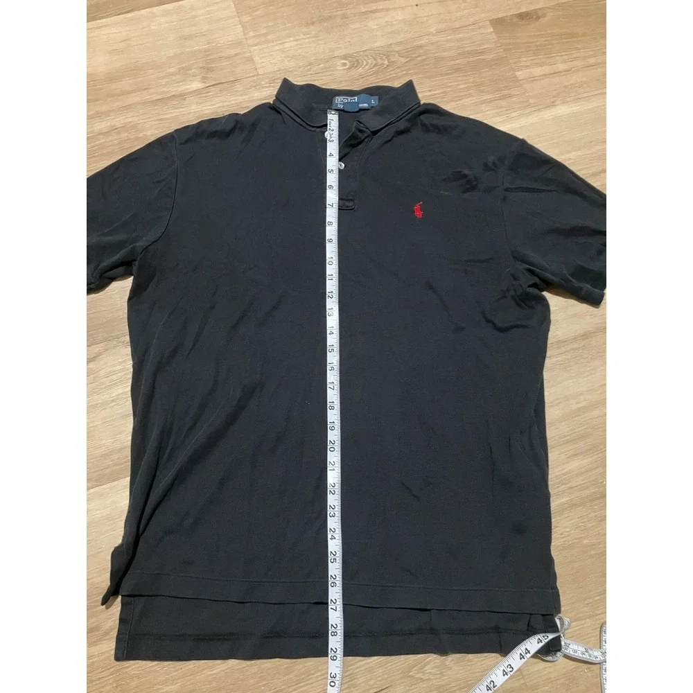 Polo Ralph Lauren Mens Large Black Short Sleeve 100% Cotton Pique Polo Shirt